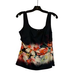 ELIE TAHARI for 5F (Bergdorf Goodman) Floral Print Ruched Blouse with Side Zip